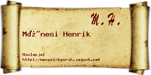 Ménesi Henrik névjegykártya